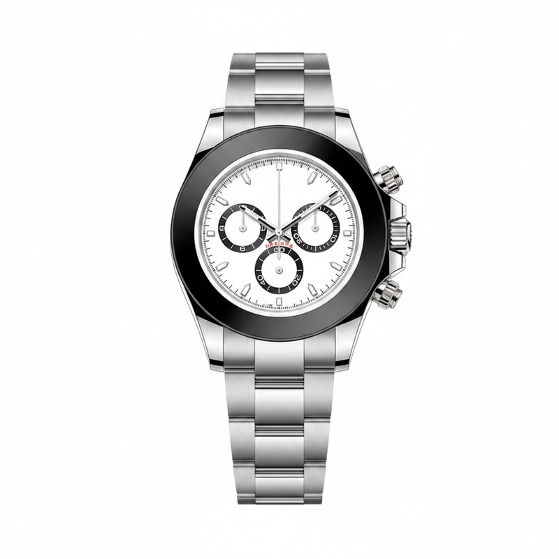 Steel Chronograph Watch with Ceramic Bezel