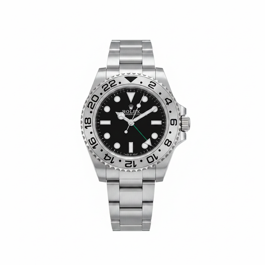 Stainless Steel GMT Watch Black Dial