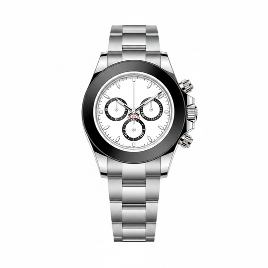 Steel Chronograph Watch with Ceramic Bezel